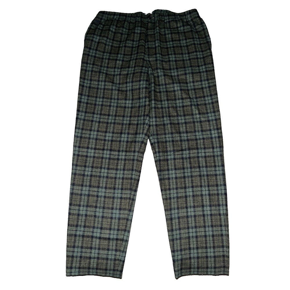 KENZO Wool Olive Green Plaid Trouser Pants Mens Size 2XL XXL Preppy Casual Rare